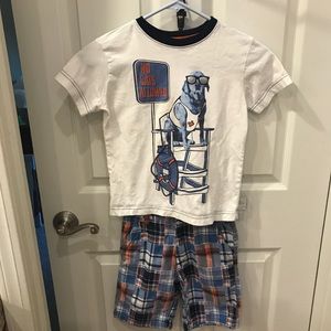 Crazy 8 Boys 6 No Cats Allowed Shirt Plaid Shorts